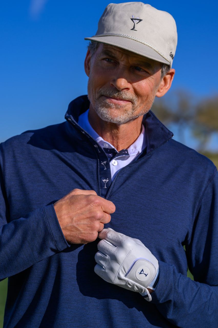 Men's Heathered Navy Quarter Zip Pullover - GolftiniMen's Tops