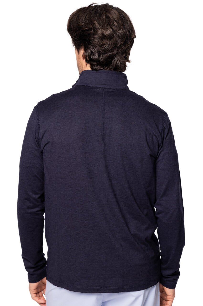 Men's Heathered Navy Quarter Zip Pullover - GolftiniMen's Tops