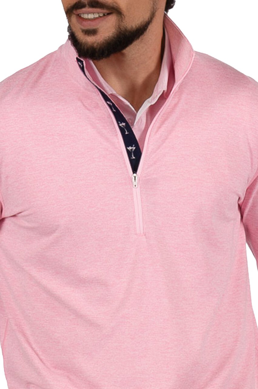 Men's Heathered Pink Quarter Zip Pullover - GolftiniMen's Tops