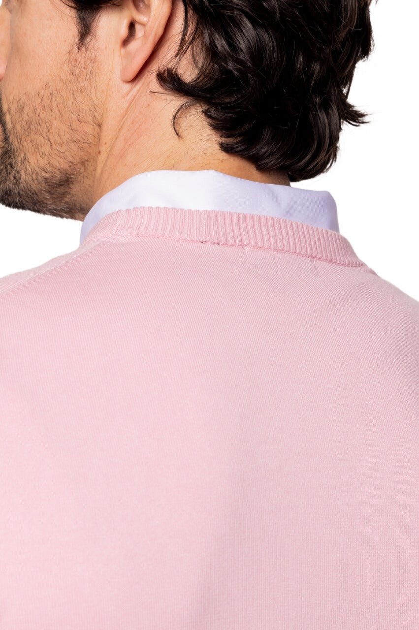 Men's Light Pink Striped Crewneck Sweater - GolftiniMen's Tops