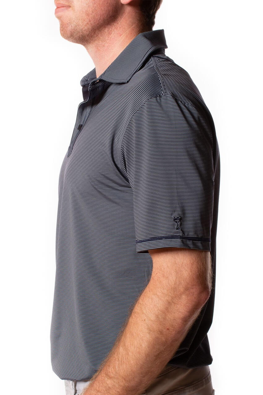 Men's Navy Striped Performance Polo - GolftiniTops