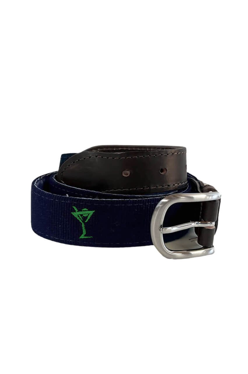 Men's Navy/Kelly Green Martini Belt - GolftiniAccessories