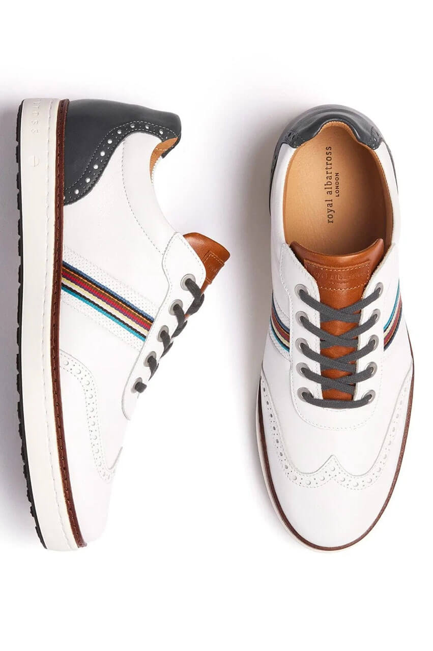 Men's Royal Albartross Golf Shoes | The Kingsman White/Carbon - GolftiniGolf Shoes