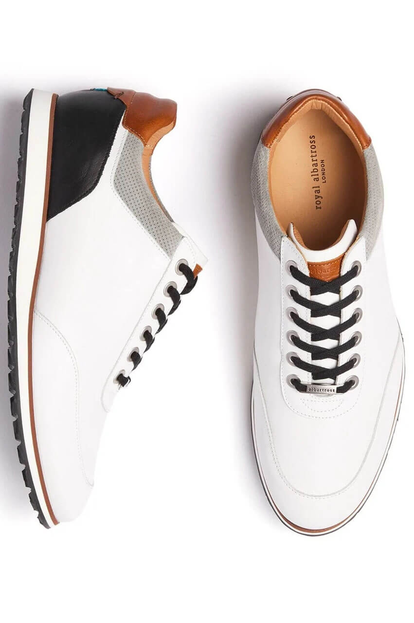 Men's Royal Albartross Golf Shoes | The Richmond White/Mocha - GolftiniGolf Shoes
