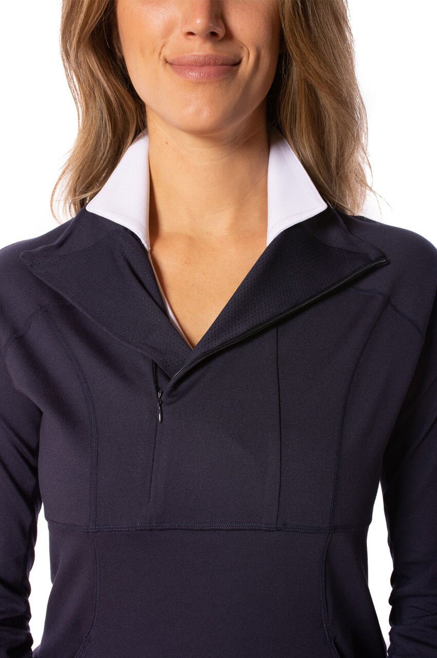 Navy Contrast Quarter Zip Pullover - GolftiniTech Jackets