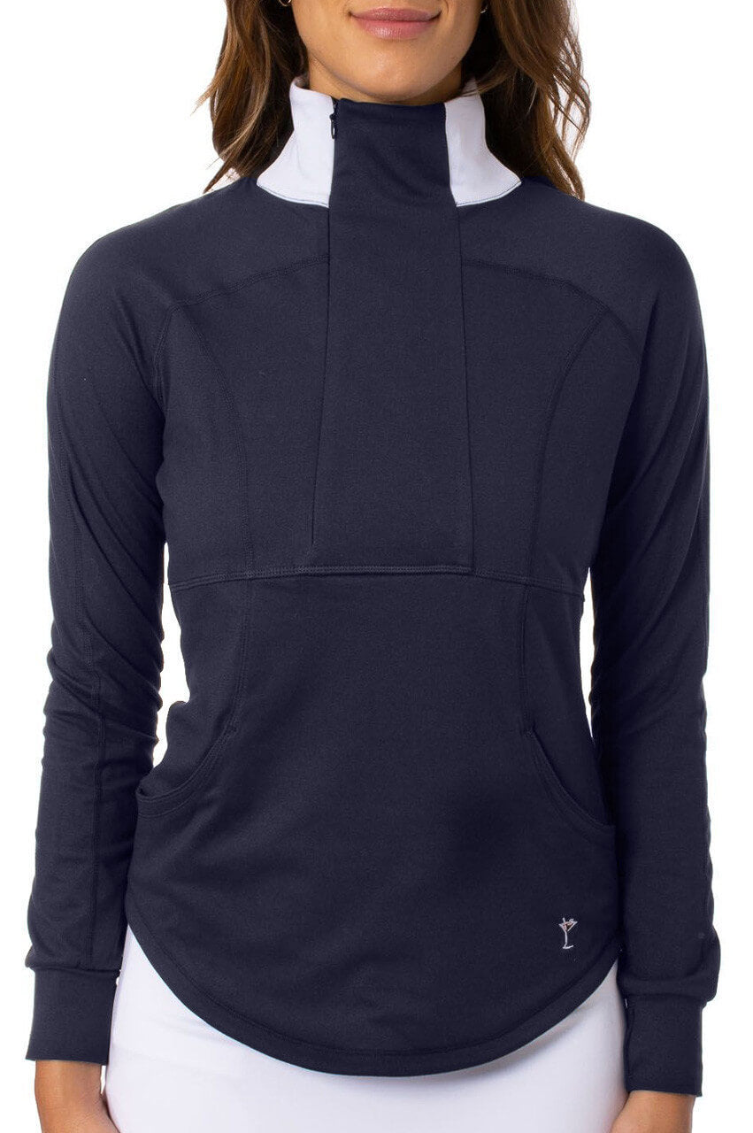 Golftini | Navy and White Quarter Zip Pullover | Women's Golf Pullover