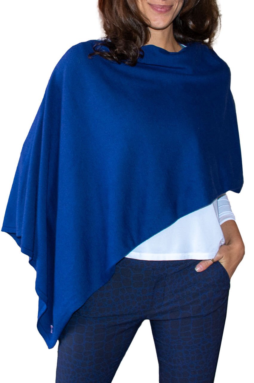 Royal Blue Cashmere Poncho | Free Size | Winter Wear | Pullover | Knitwear Clothing | cheapest Gift For Her