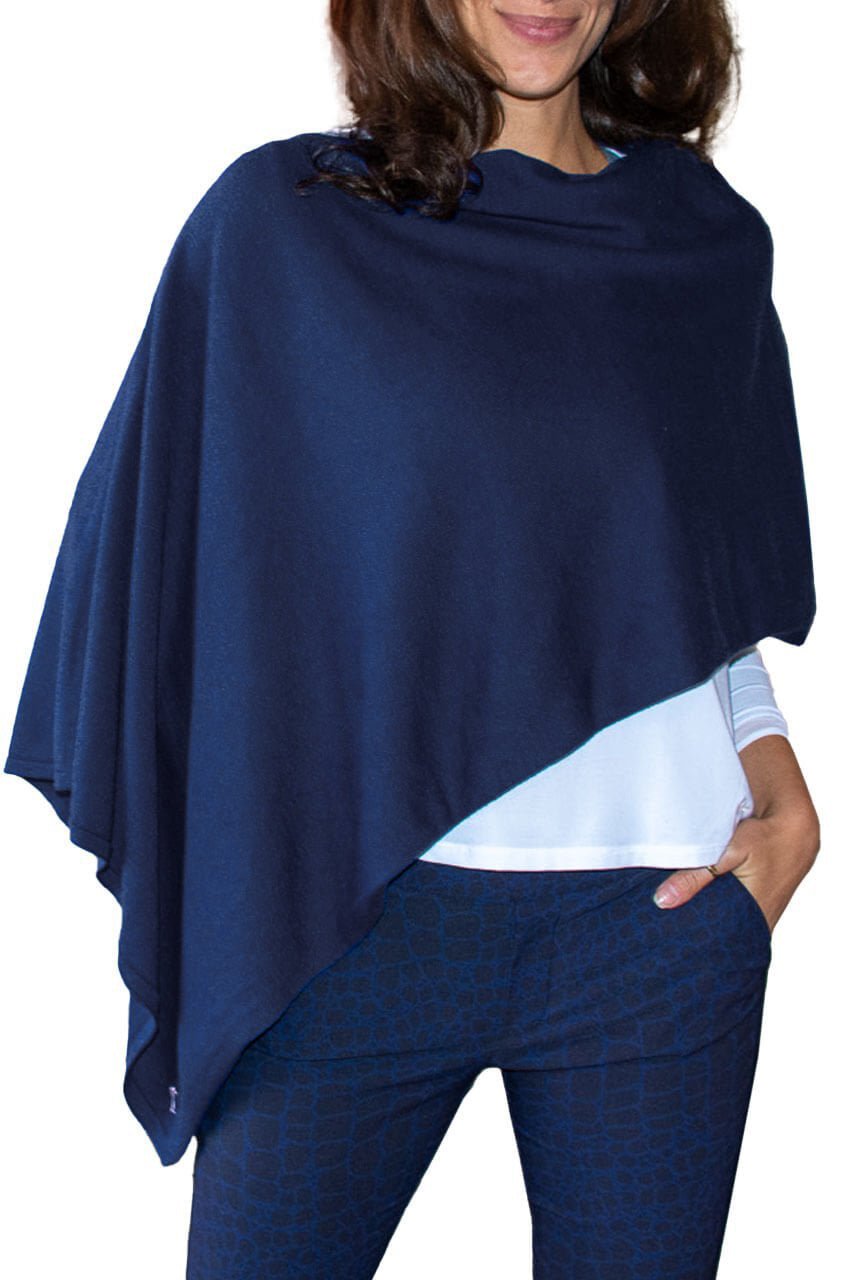 Navy Cotton Cashmere Poncho - GolftiniPonchos