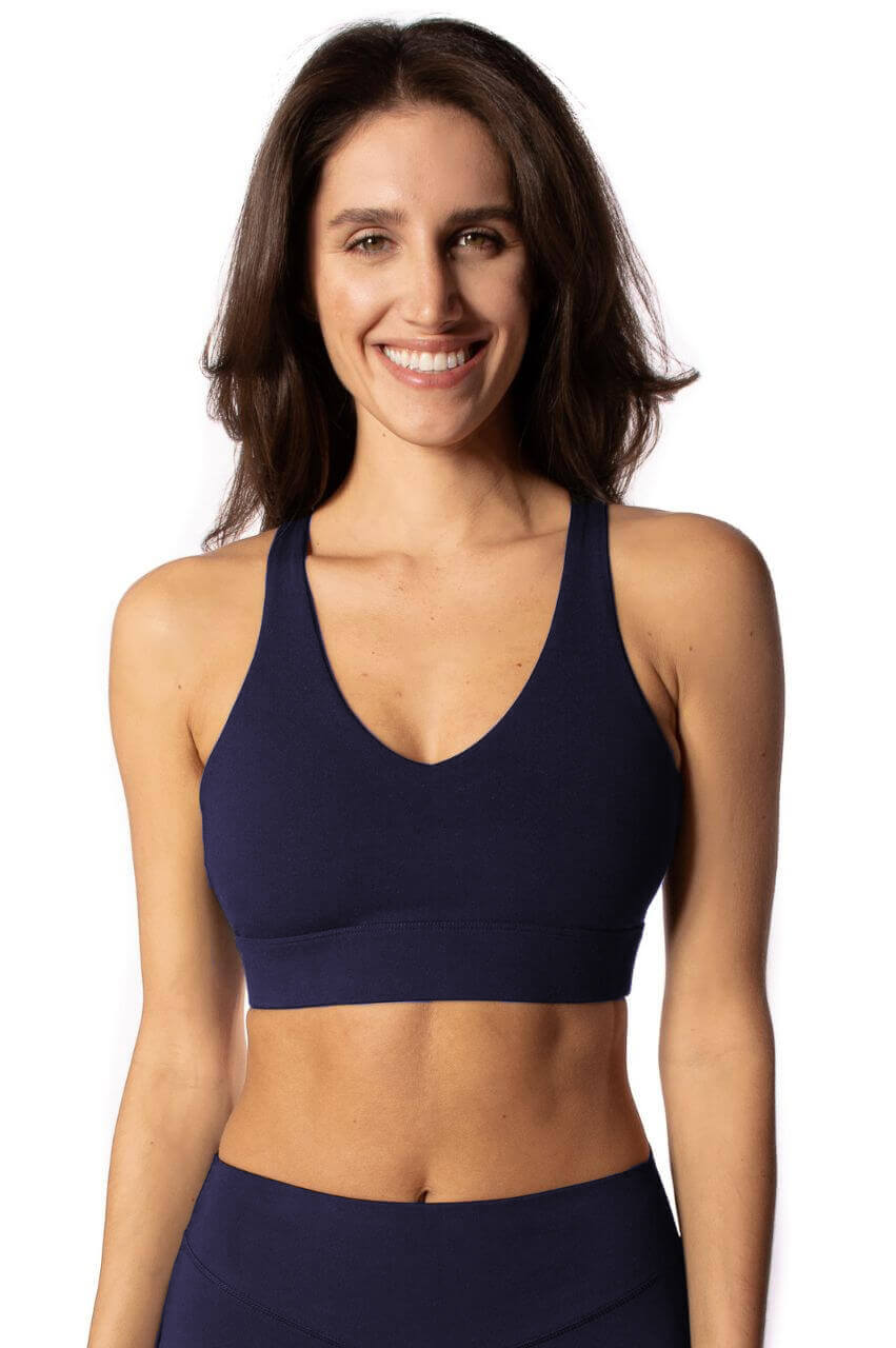 Navy Crossover Sports Bra - GolftiniTops