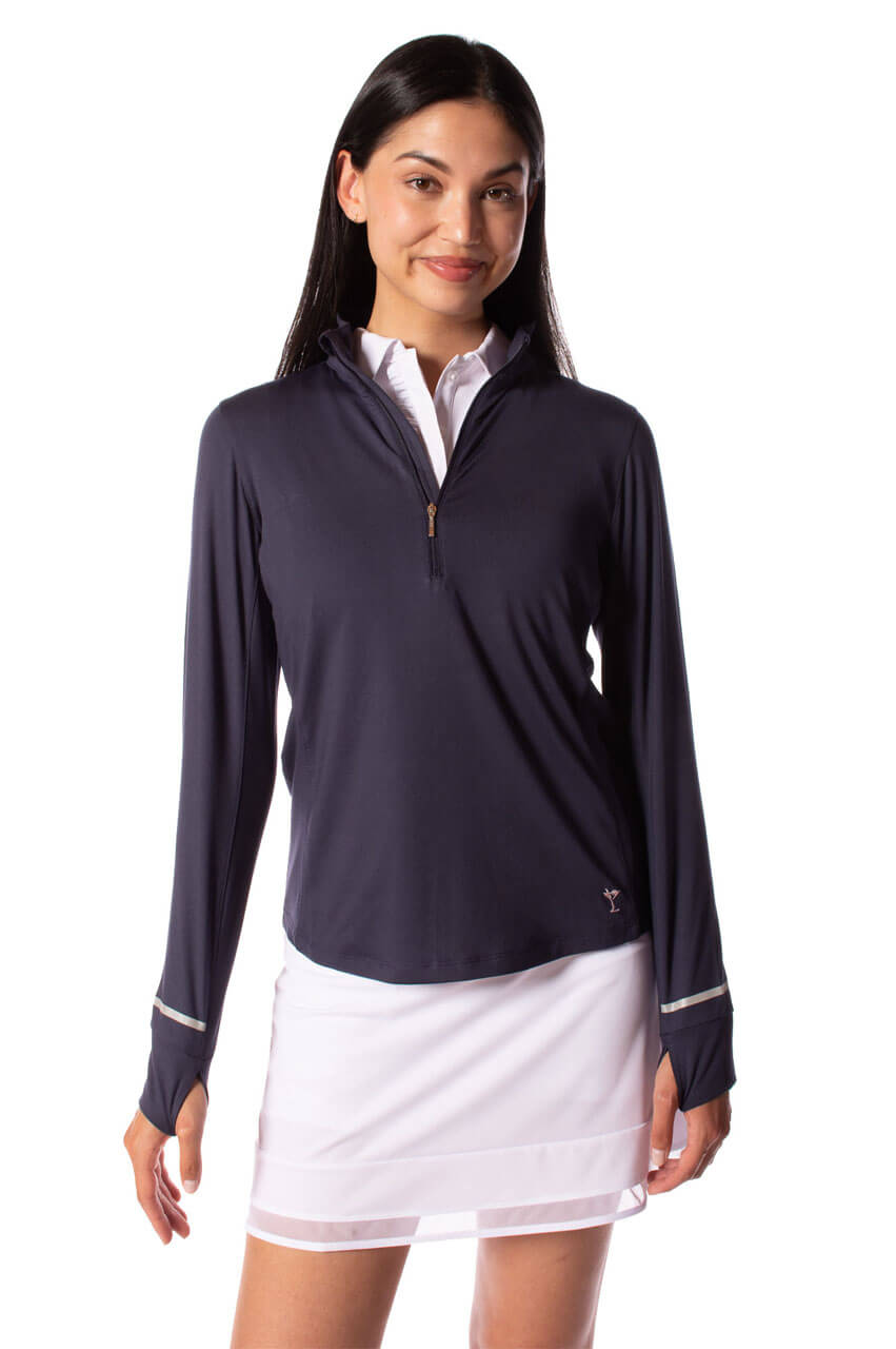 Navy Fabulous Mock Pullover - GolftiniTops