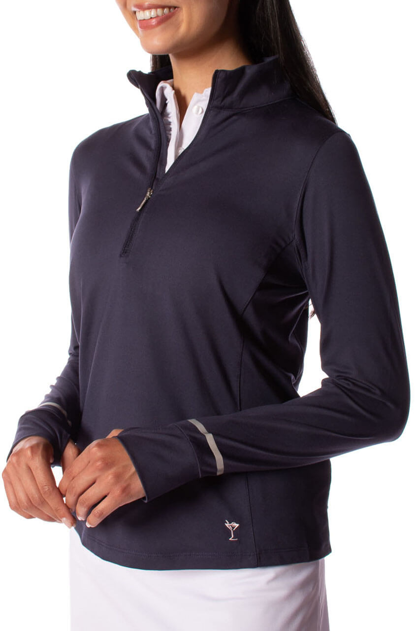 Navy Fabulous Mock Pullover - GolftiniTops