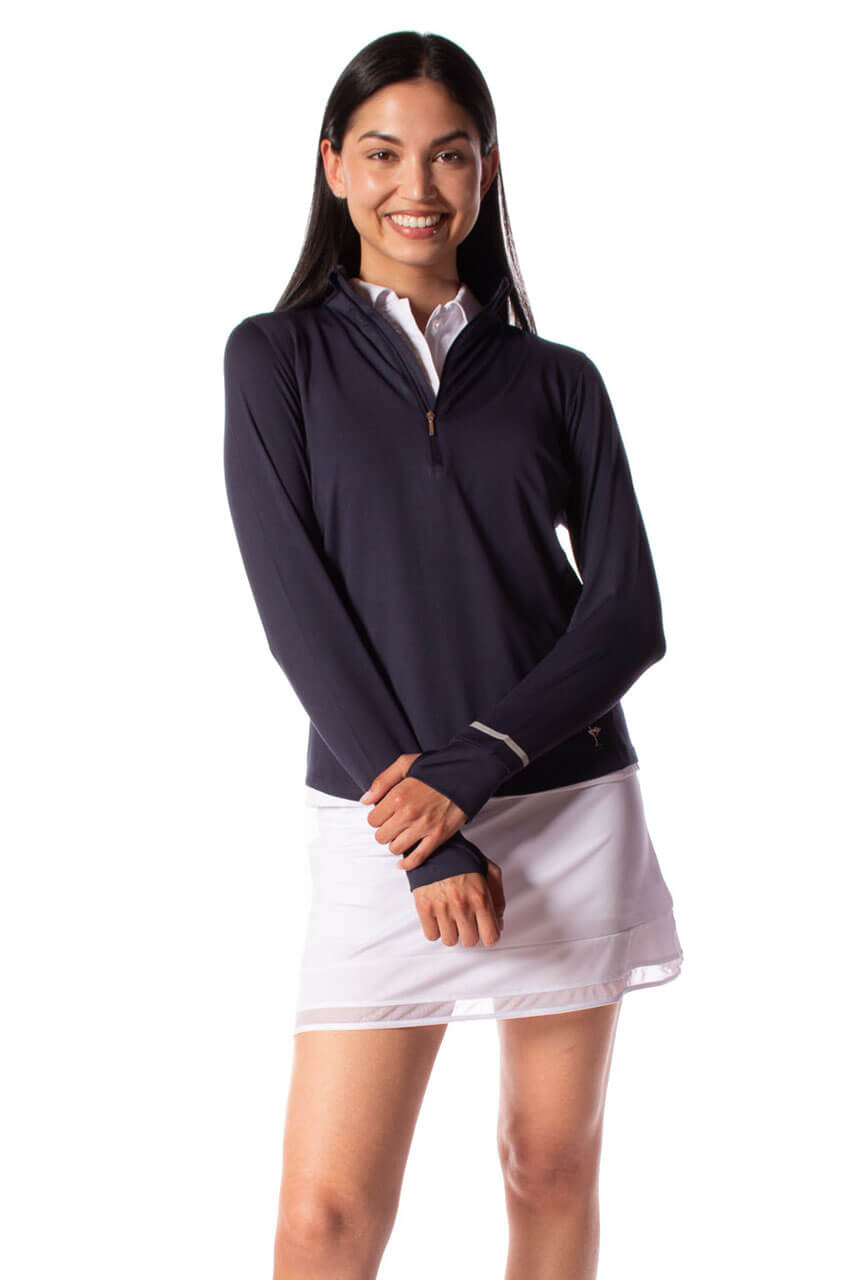 Navy Fabulous Mock Pullover - GolftiniTops