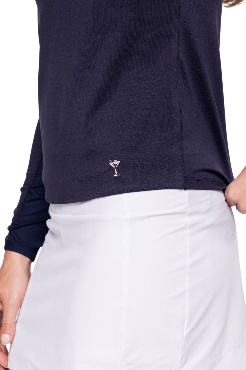 Navy Long Sleeve Lisa Sport Polo - GolftiniTops