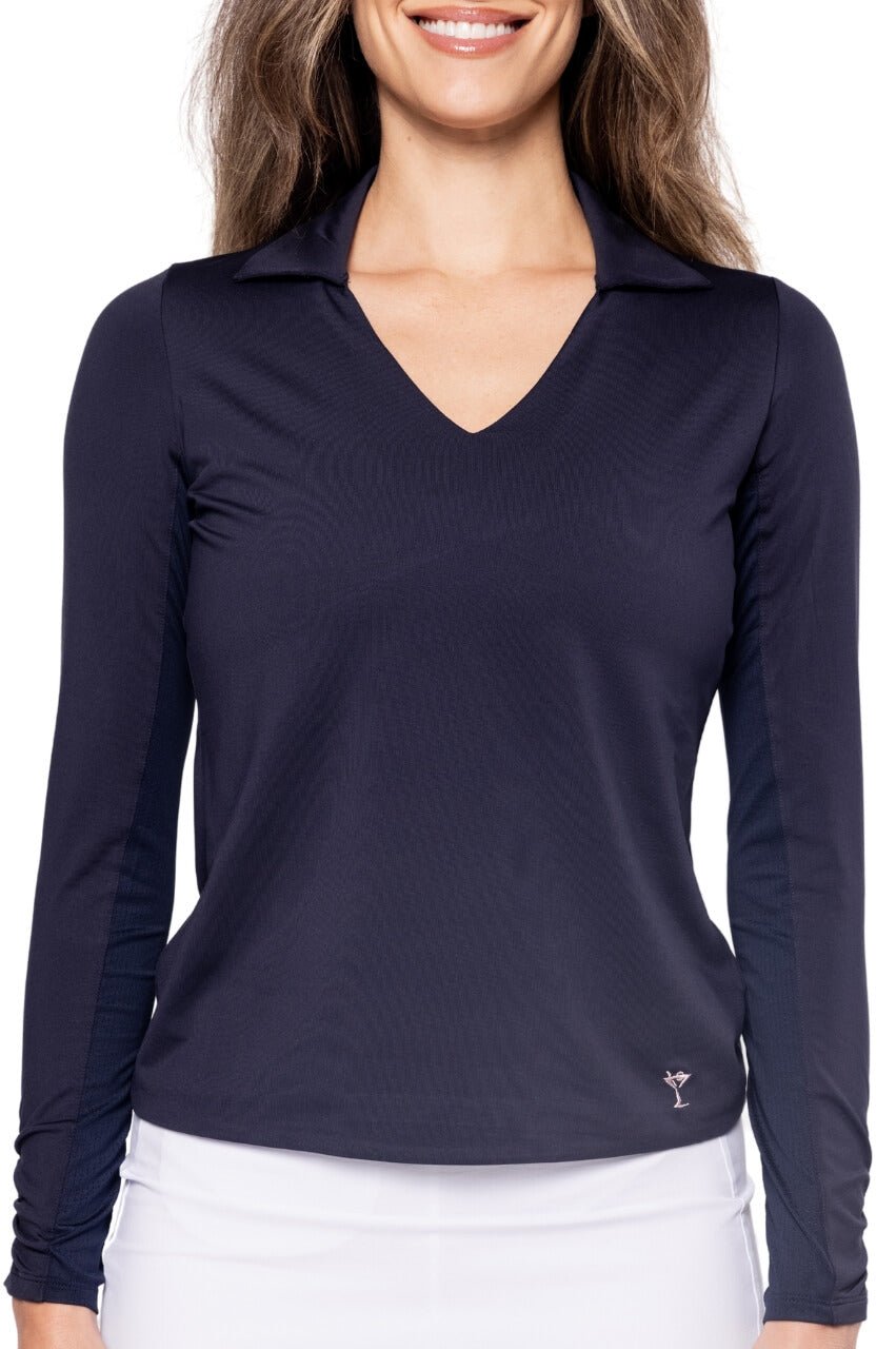 Navy Long Sleeve Lisa Sport Polo - GolftiniTops