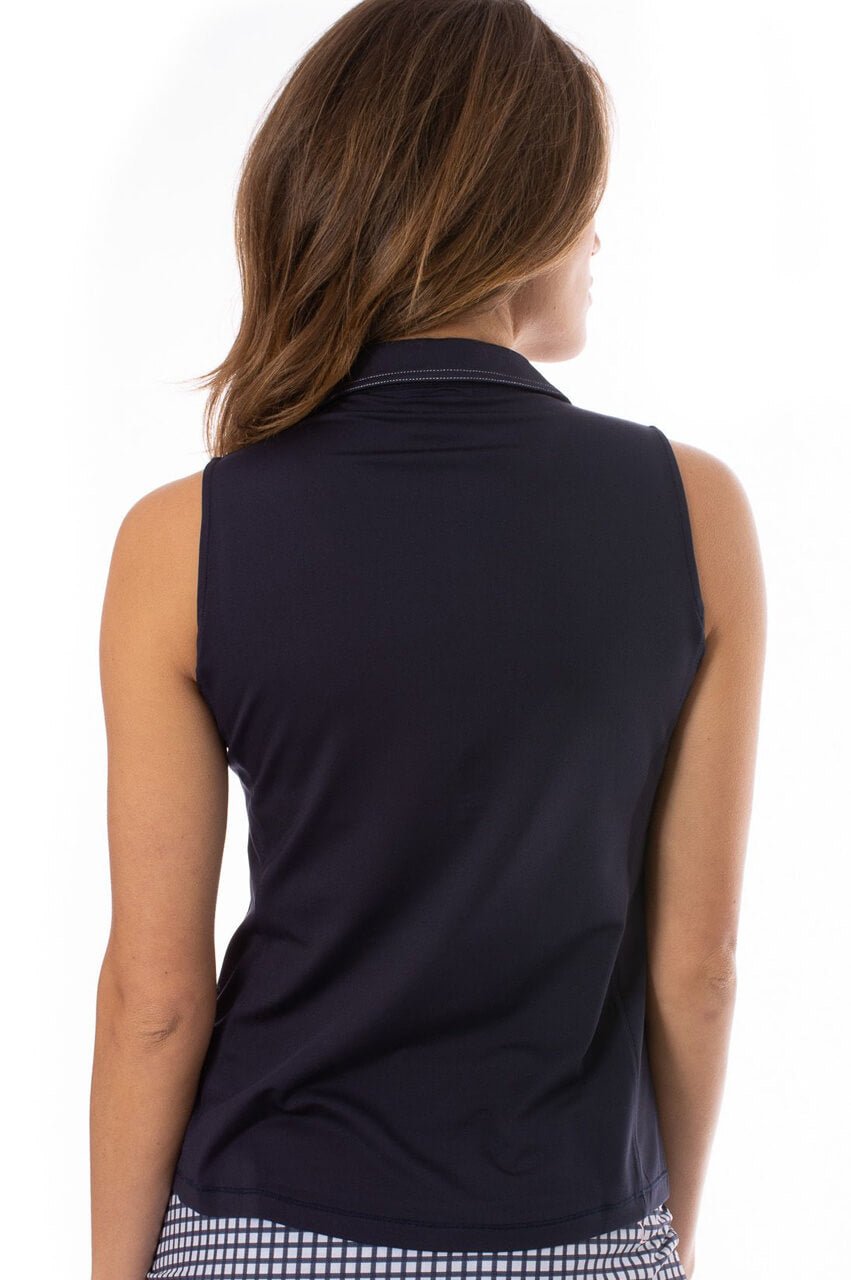 Navy Sleeveless Fabulous Polo - GolftiniTops