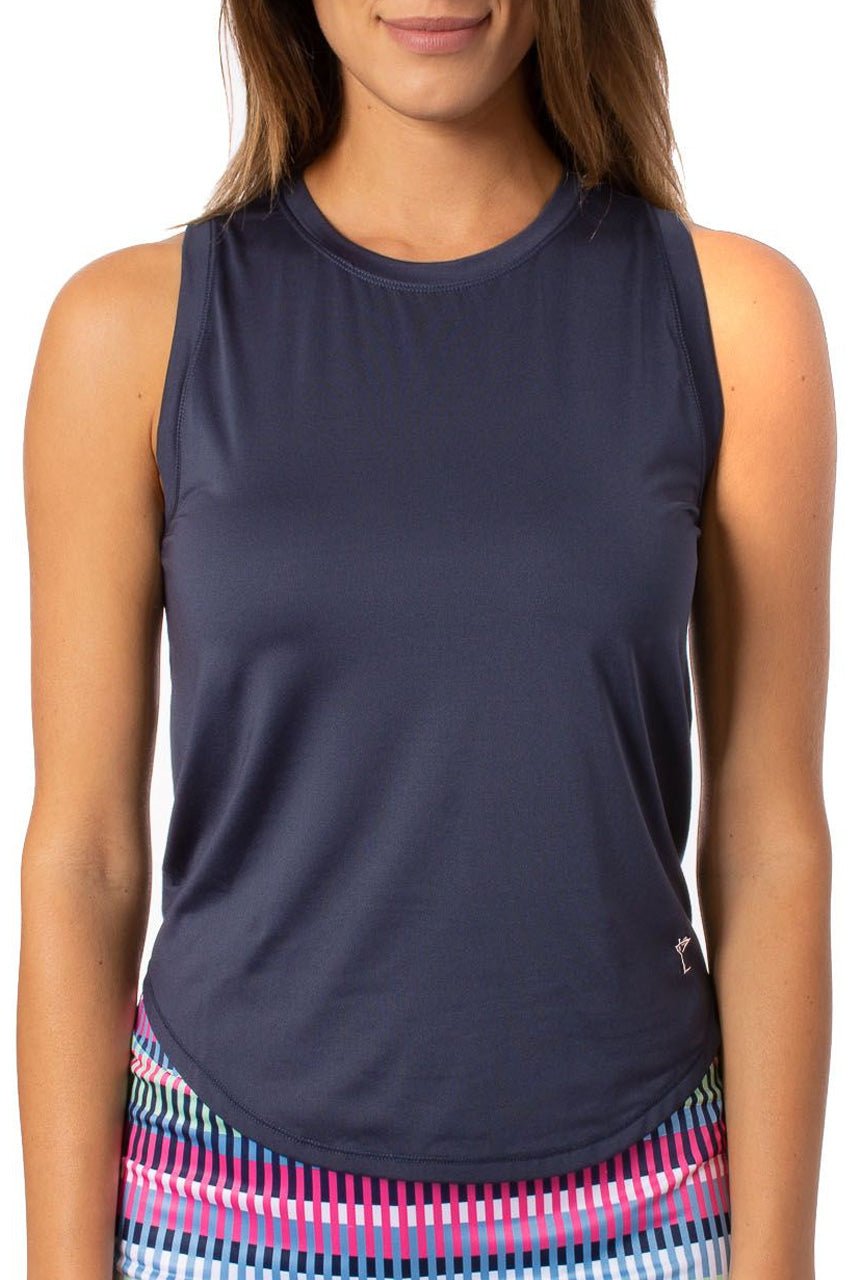 Navy Sleeveless Sport Tie Top - GolftiniTops