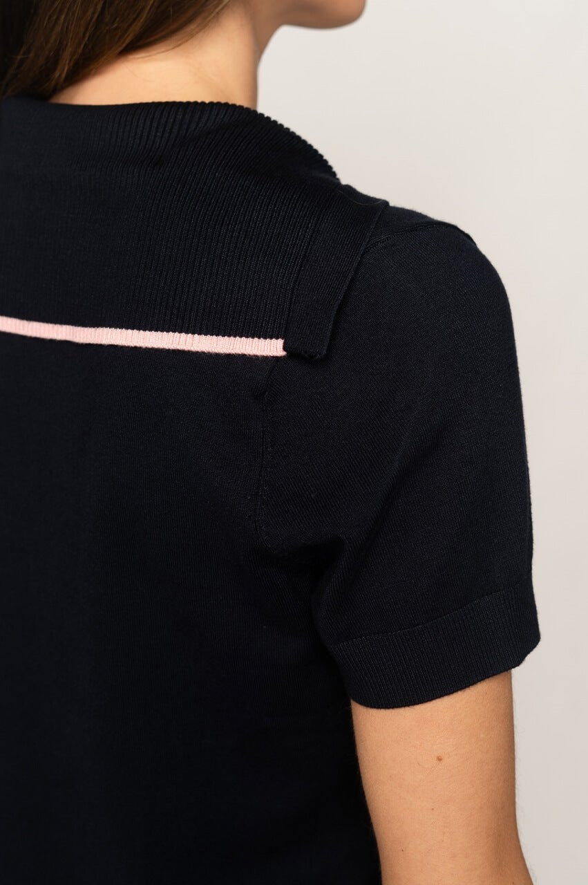 Navy/Light Pink Short Sleeve Sweater - GolftiniSweaters