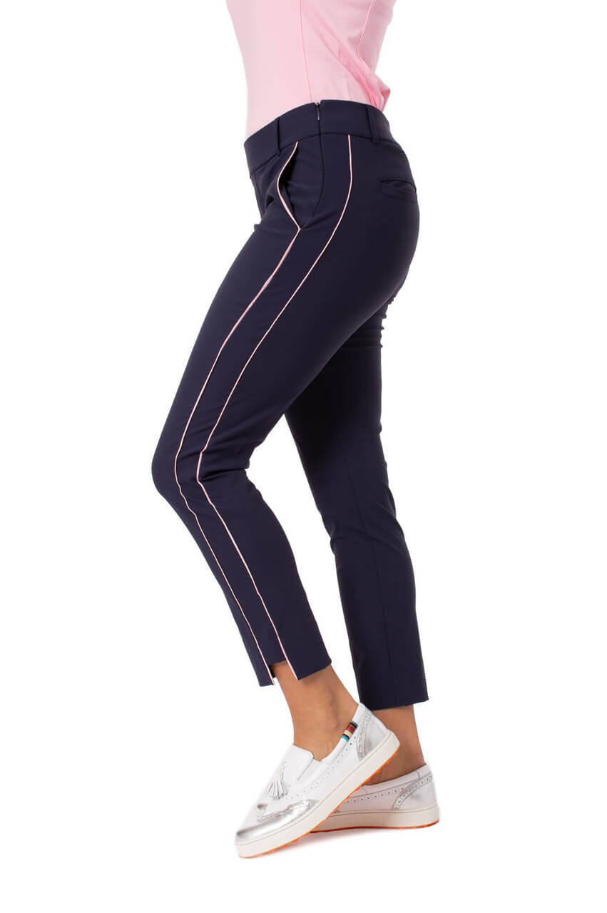 Navy/Light Pink Stretch Ankle Pant - GolftiniPant