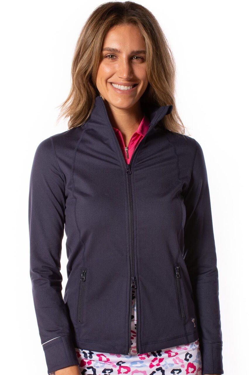 Golftini | Navy and White Double-Zip Tech Jacket | Women's Golf Jacket