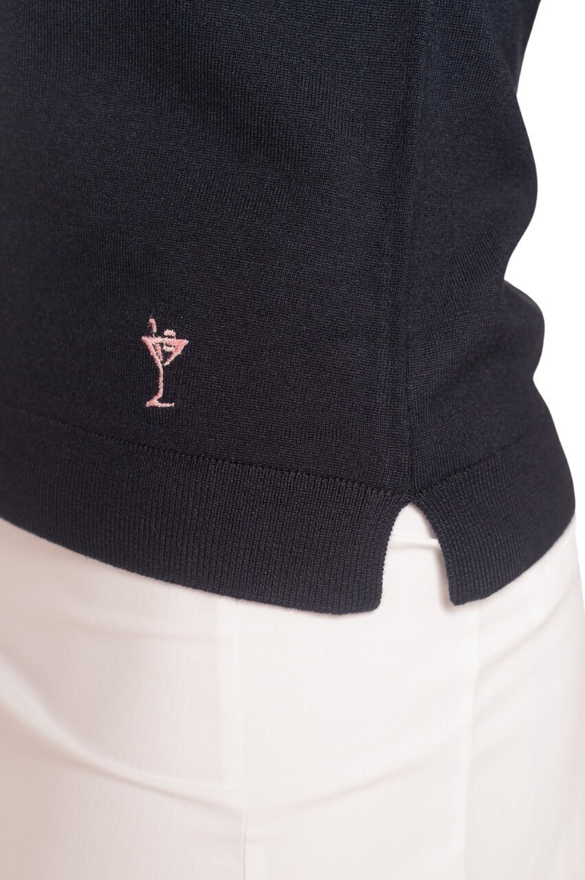 Navy/White Stretch V - Neck Sweater - GolftiniSweaters