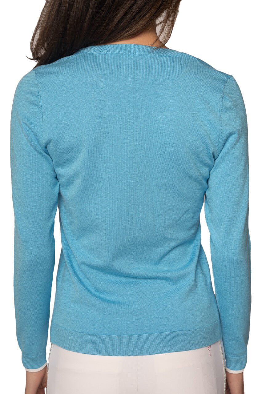 Ocean/White Stretch V - Neck Sweater - GolftiniSweaters