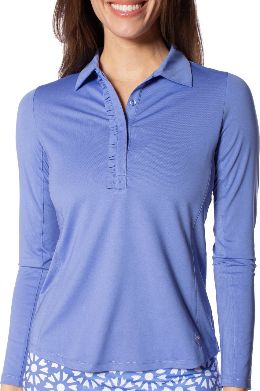 Periwinkle Long Sleeve Ruffle Polo - GolftiniTops