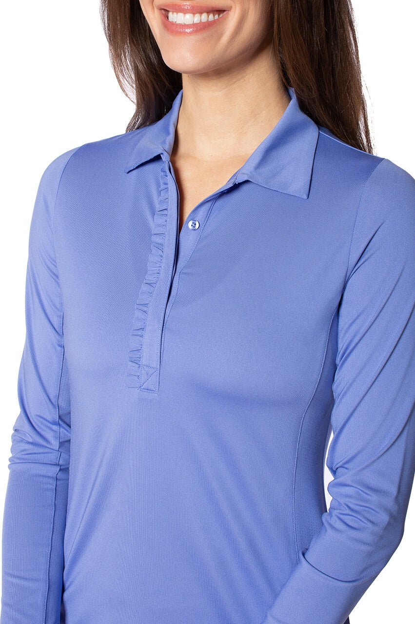 Periwinkle Long Sleeve Ruffle Polo - GolftiniTops