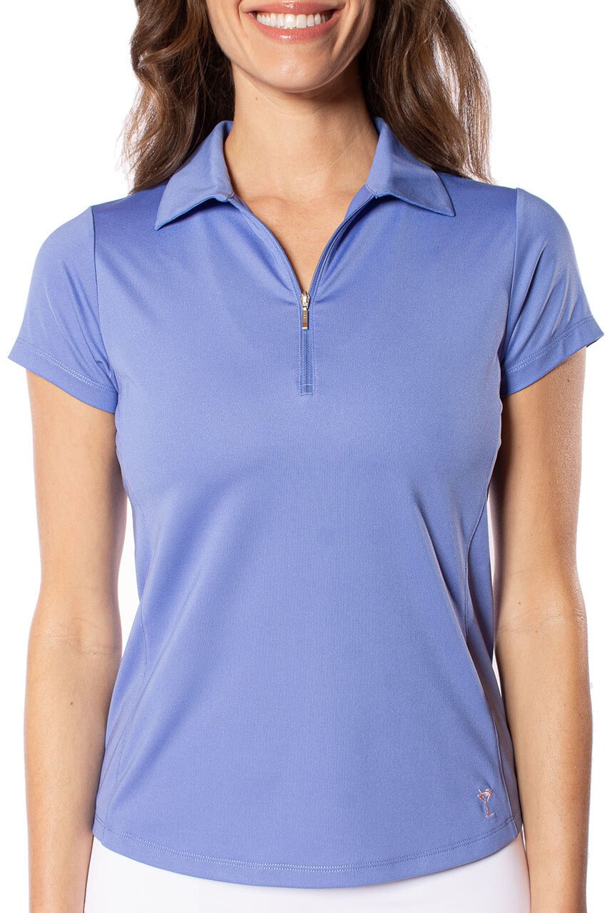 Periwinkle Short Sleeve Zip Polo - GolftiniTops