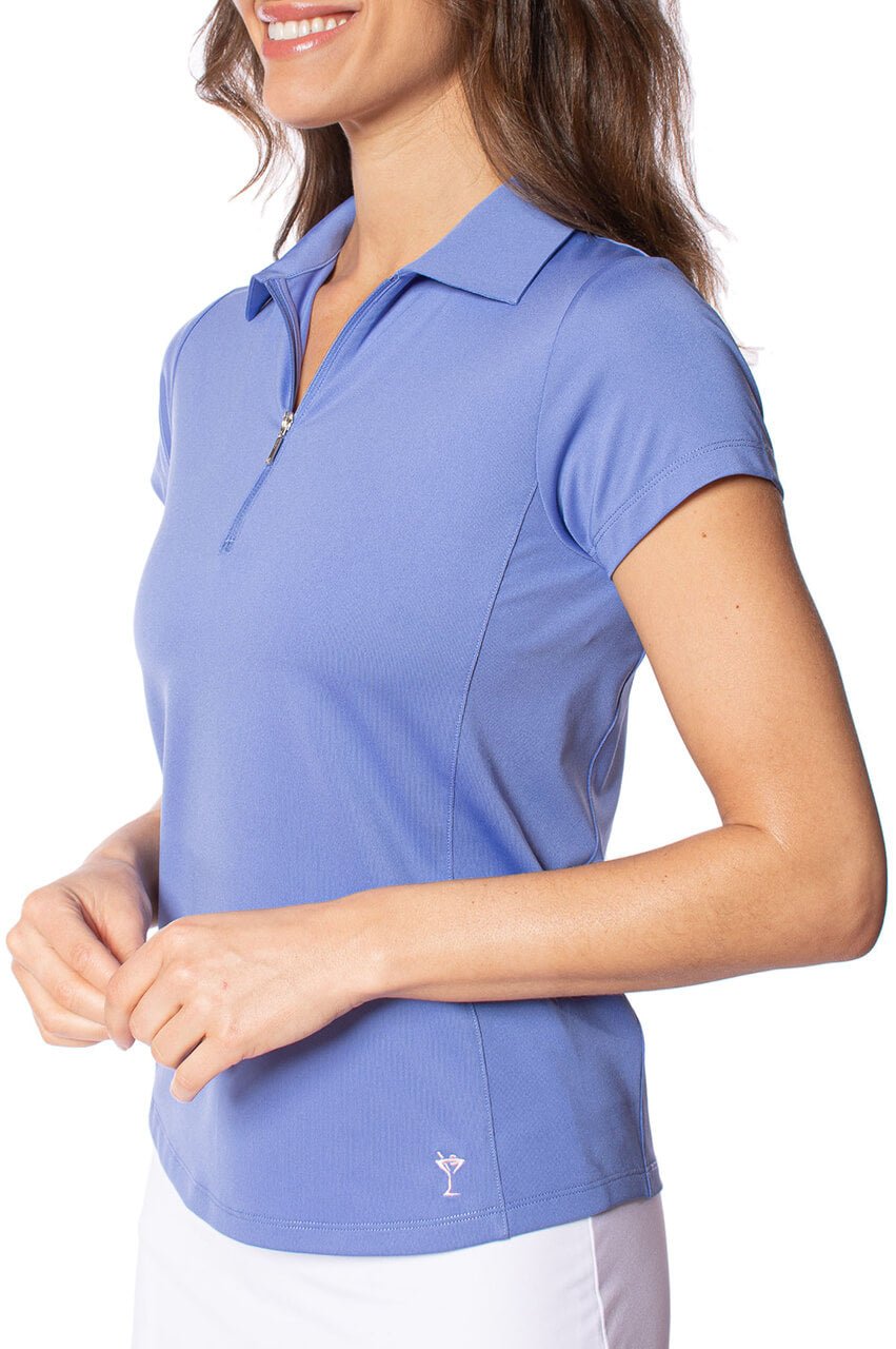 Periwinkle Short Sleeve Zip Polo - GolftiniTops