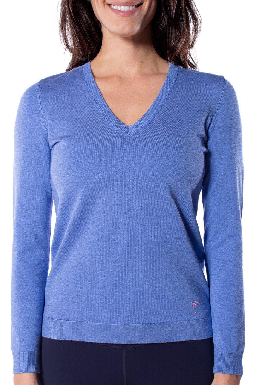 Periwinkle Stretch V - Neck Sweater - GolftiniSweaters