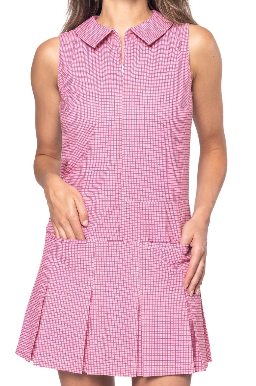 Pink Plaid Timeless Pleated Dress - GolftiniDress