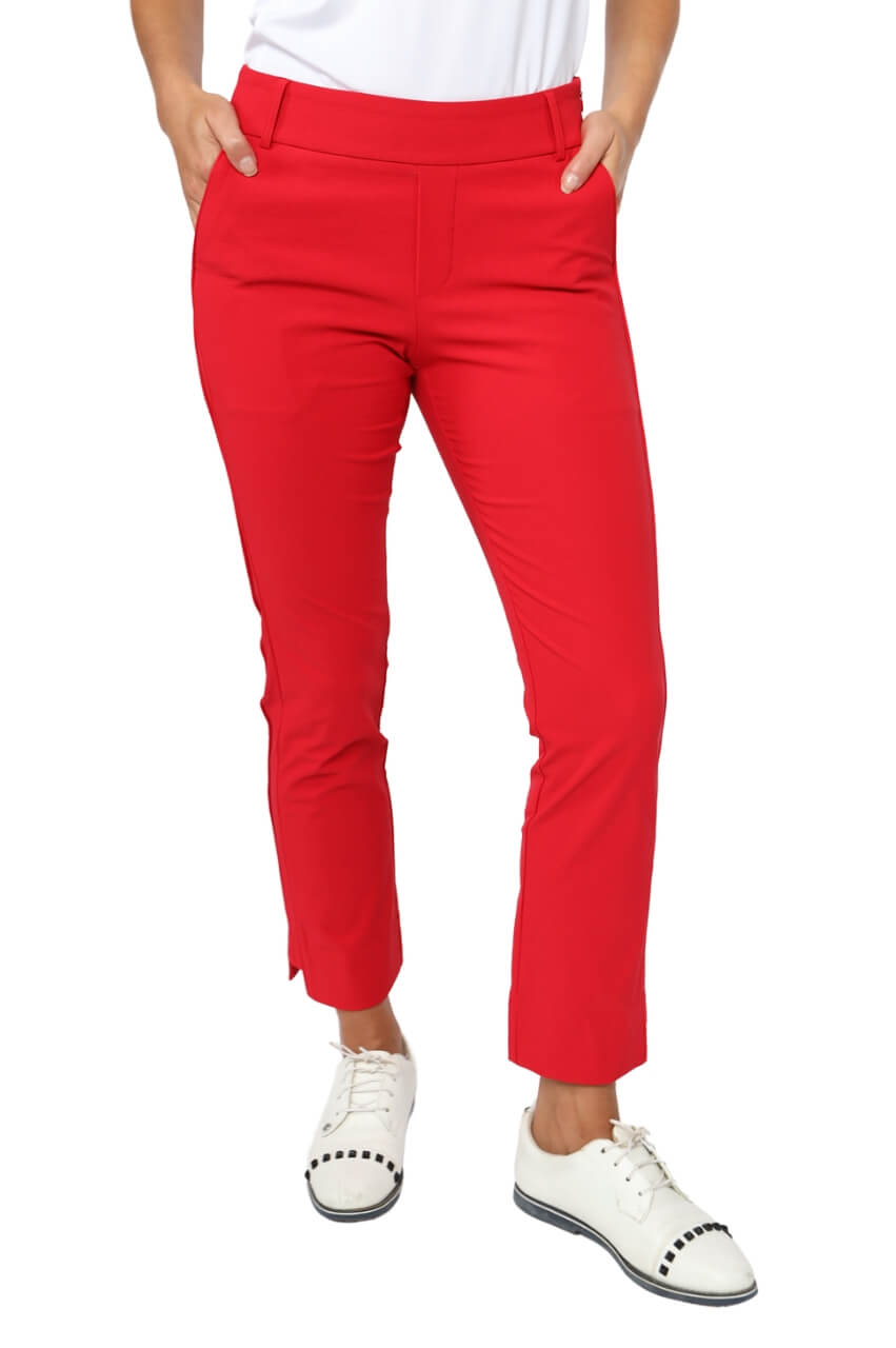 Tark’1 red highwaist Stretch coolHems store Sz 6 pants . Made in Paris