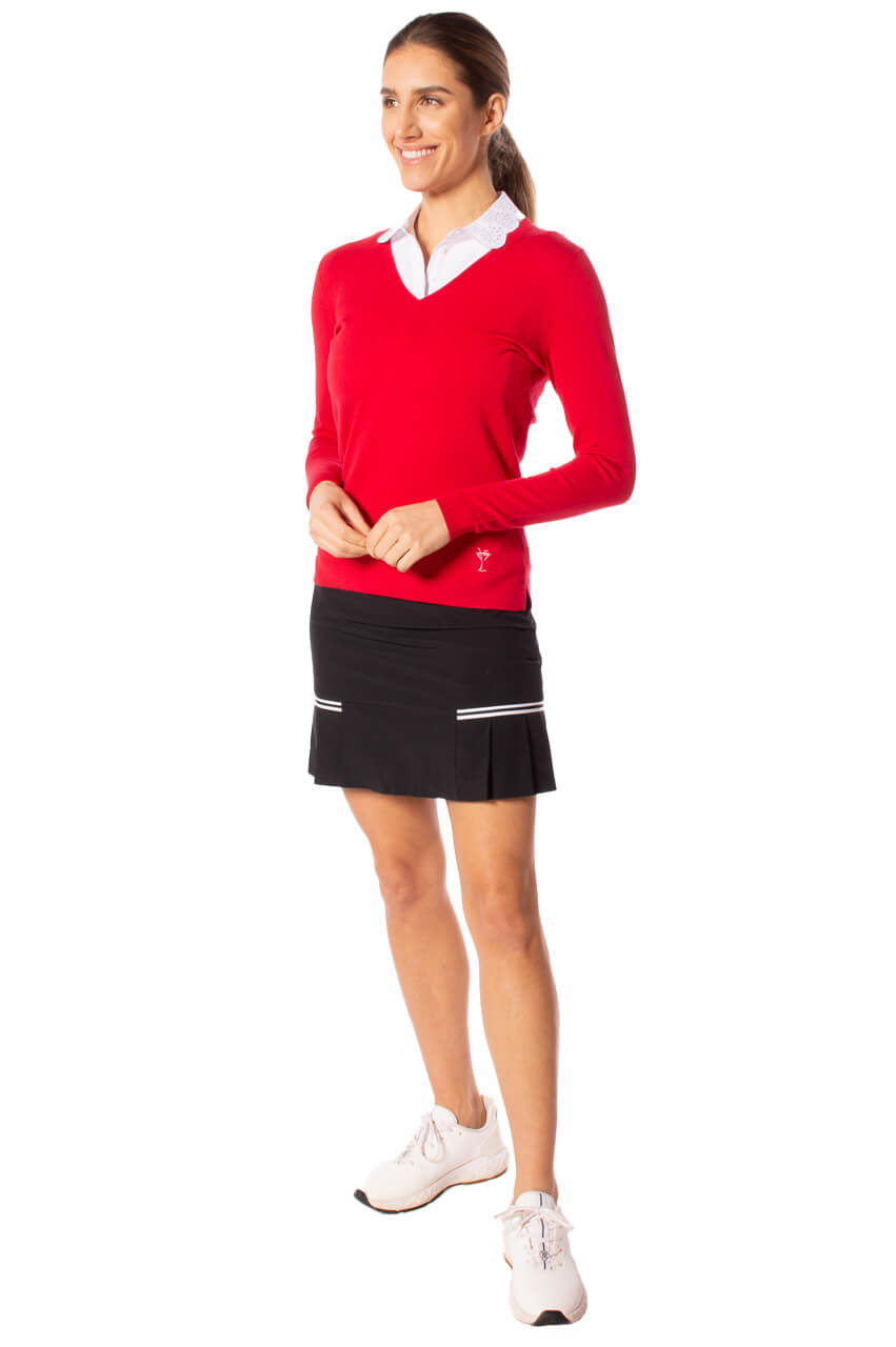 Red Stretch V - Neck Sweater - GolftiniSweaters