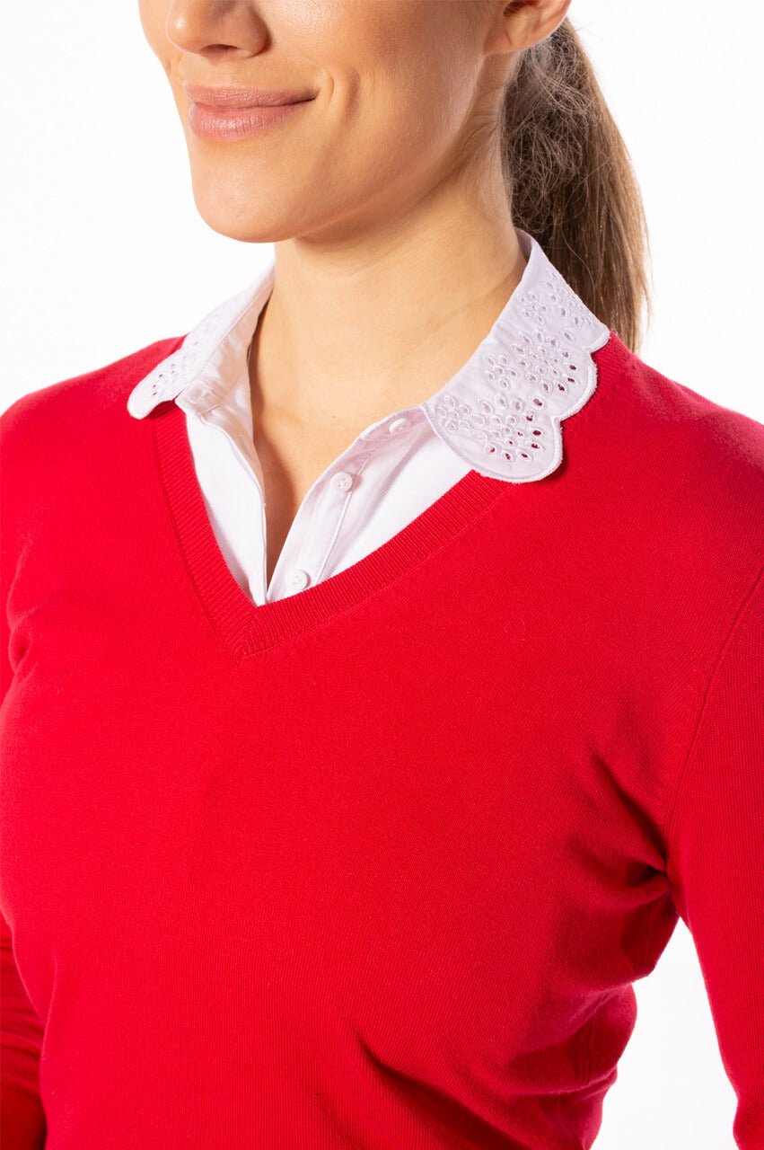 Red Stretch V - Neck Sweater - GolftiniSweaters