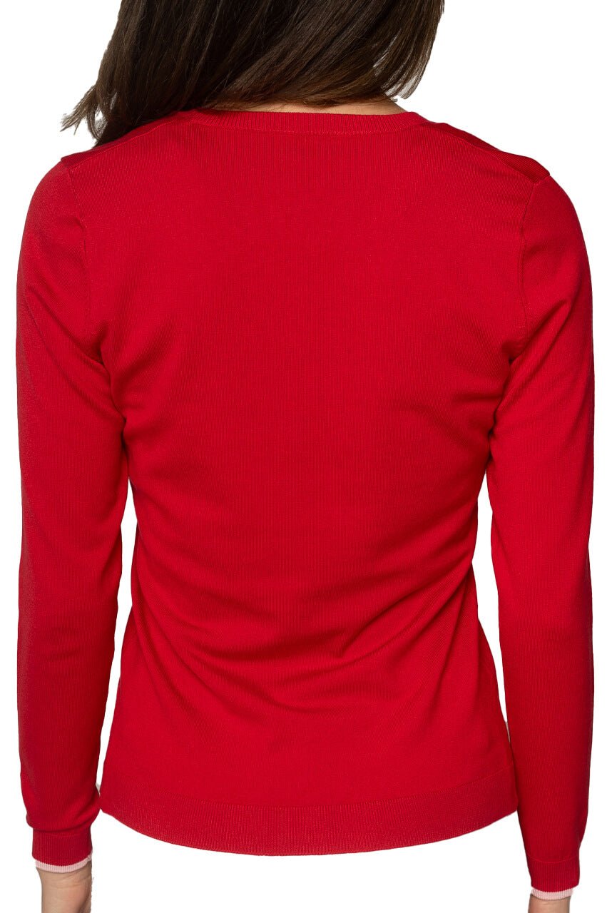 Red/Light Pink Stretch V - Neck Sweater - GolftiniSweaters