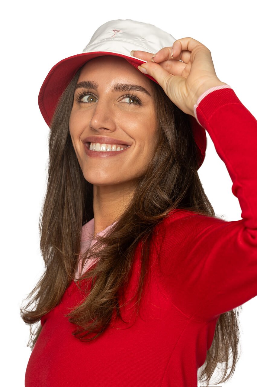 Red/White Reversible Bucket Hat - GolftiniHats & Visors