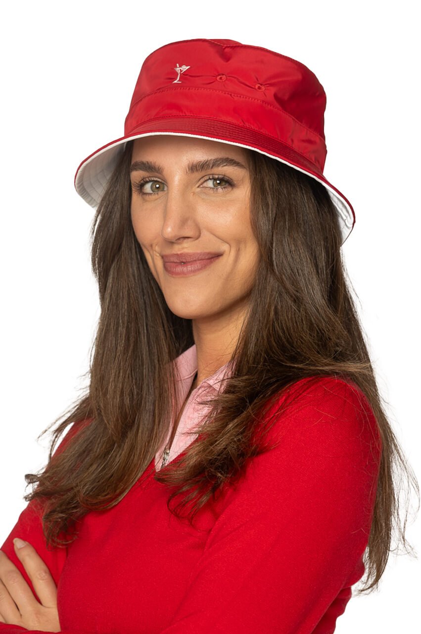 Red/White Reversible Bucket Hat - GolftiniHats & Visors