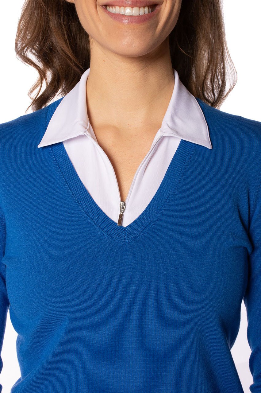 Royal Blue Stretch V - Neck Sweater - GolftiniSweaters