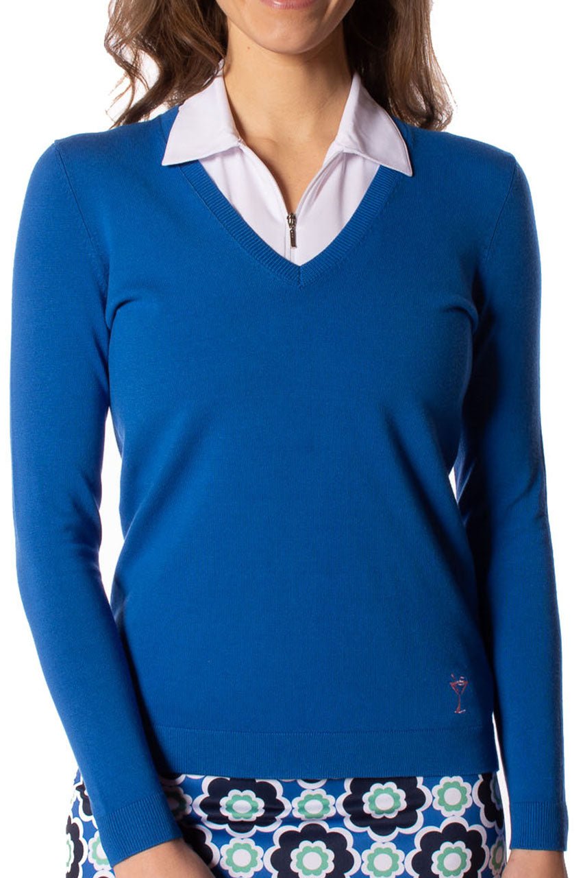 Royal Blue Stretch V - Neck Sweater - GolftiniSweaters
