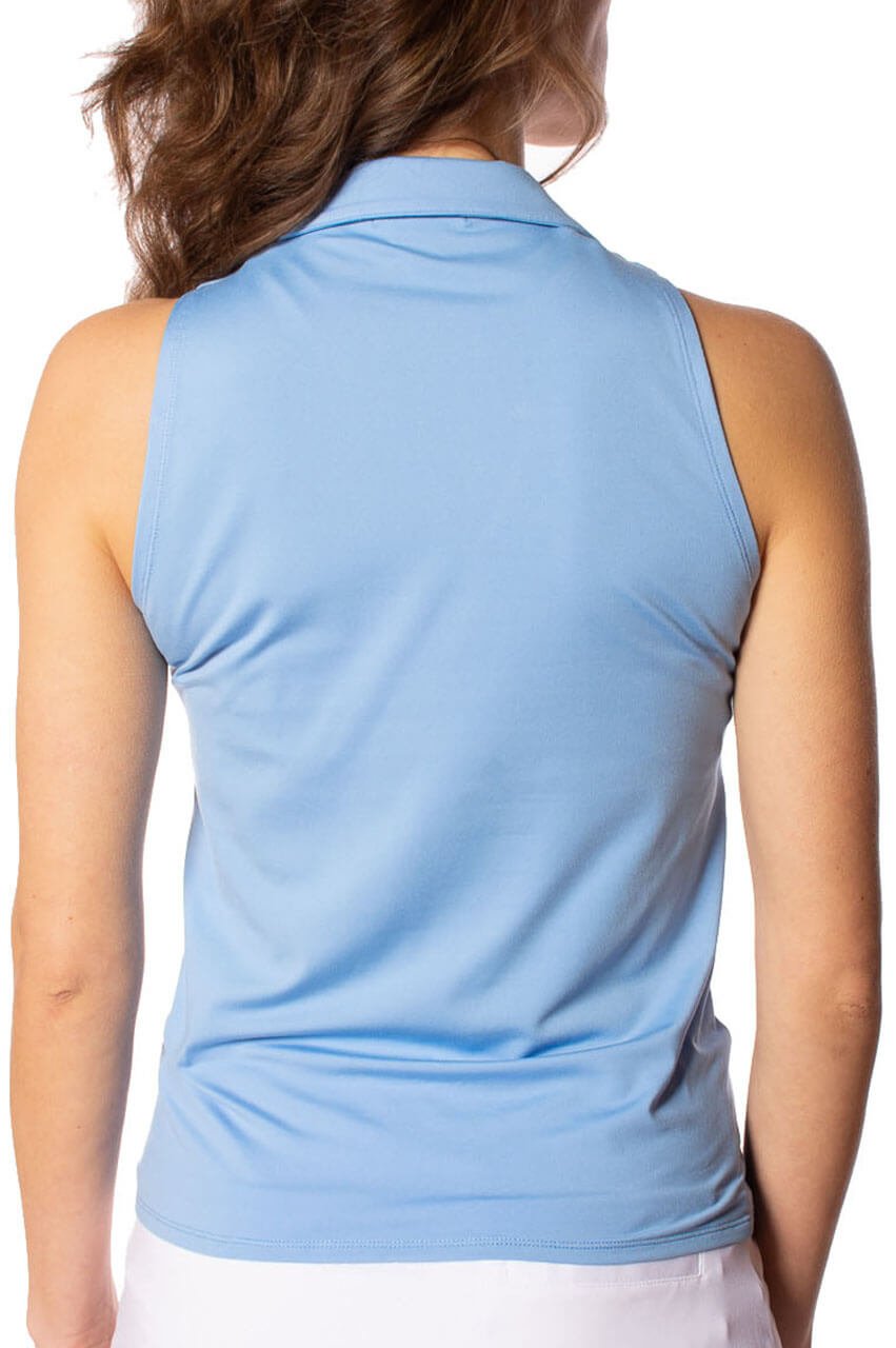 Sky Blue Sleeveless Lisa Sport Polo - GolftiniTops