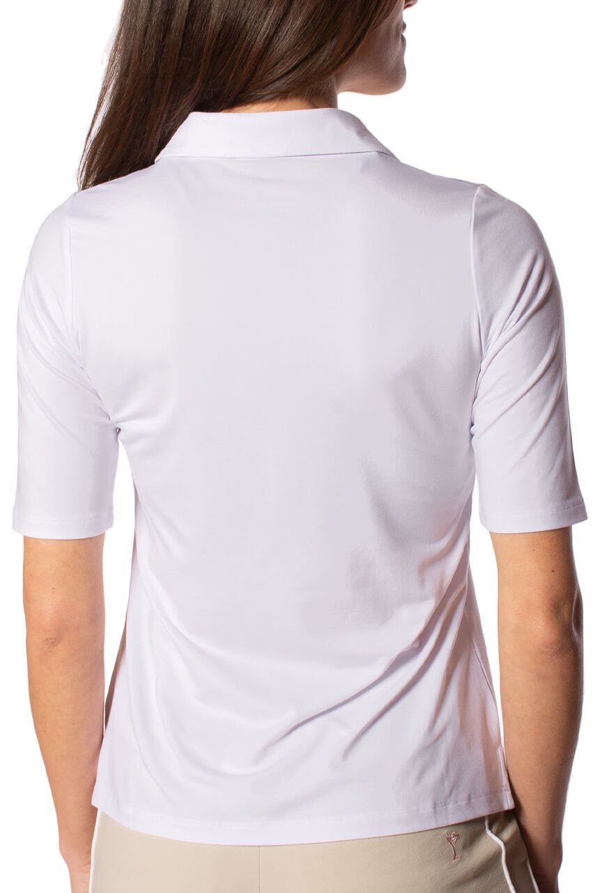 White Fabulous Elbow Polo - GolftiniTops