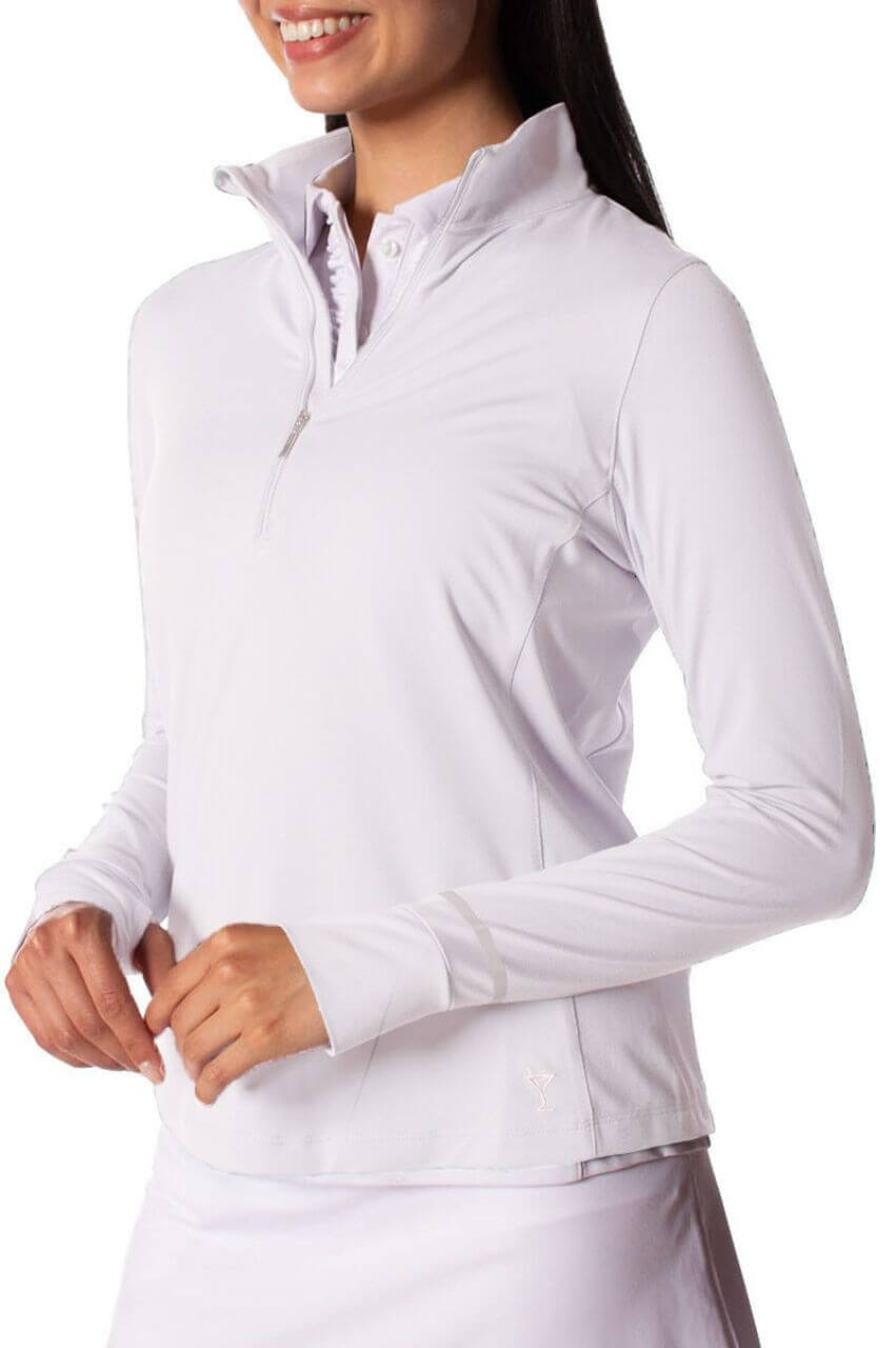 White Fabulous Mock Pullover - GolftiniTops