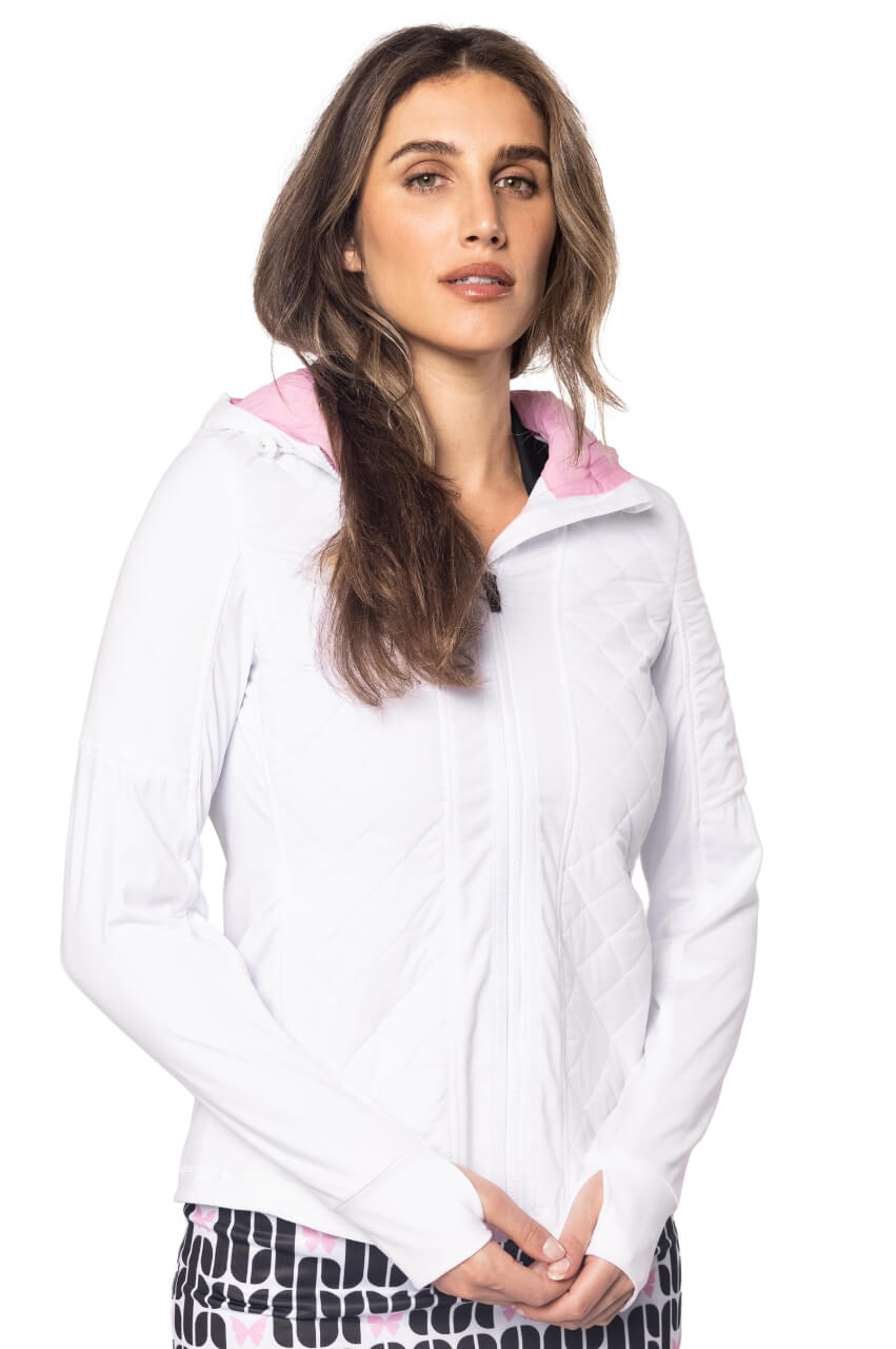 White Hooded Windbreaker Jacket - GolftiniTech Jackets