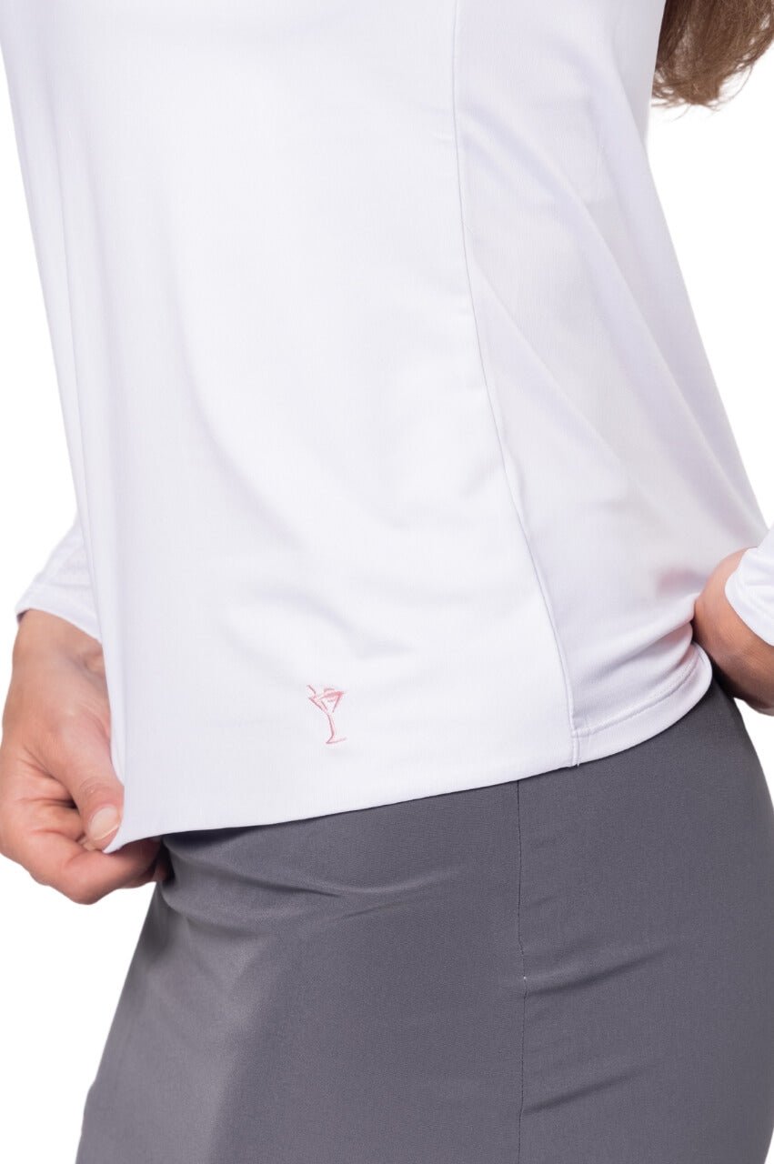 White Long Sleeve Lisa Sport Polo - GolftiniTops