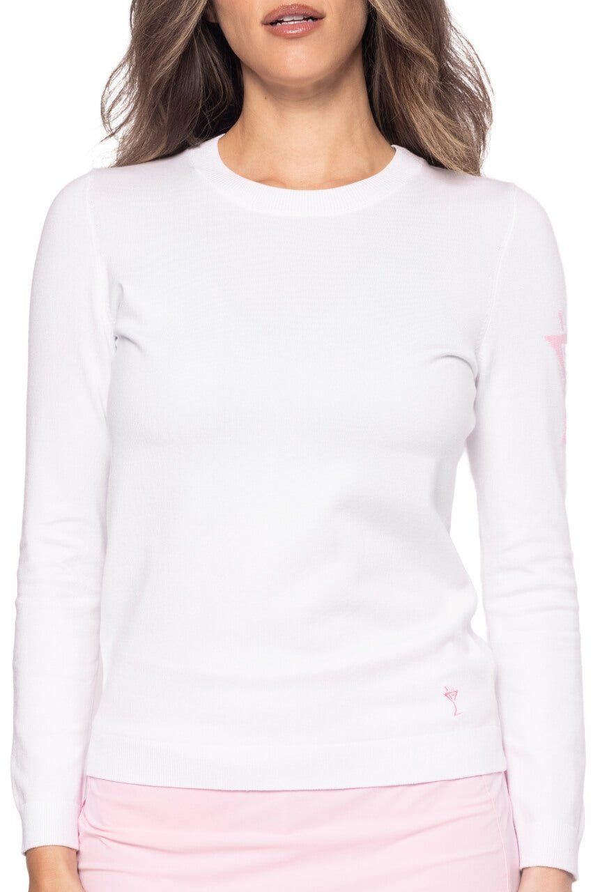 White Martini Crewneck Sweater - GolftiniSweaters