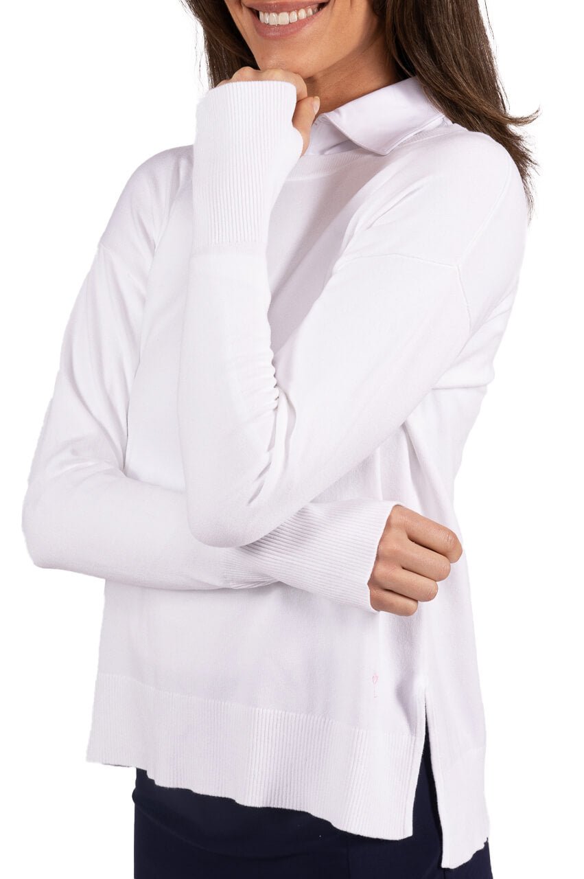 White Relaxed Fit Sweater - GolftiniSweaters