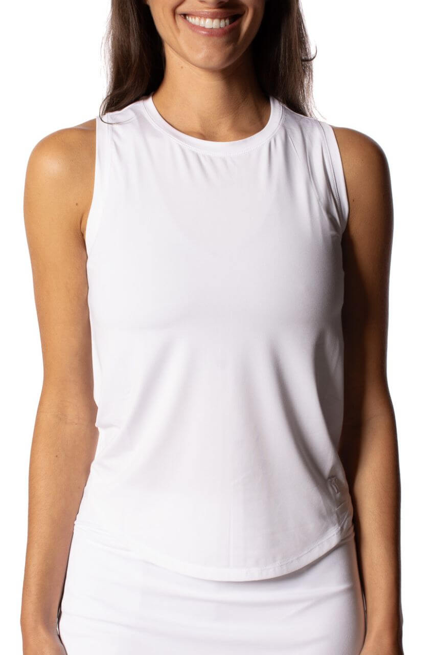 White Sleeveless Sport Tie Top - GolftiniTops