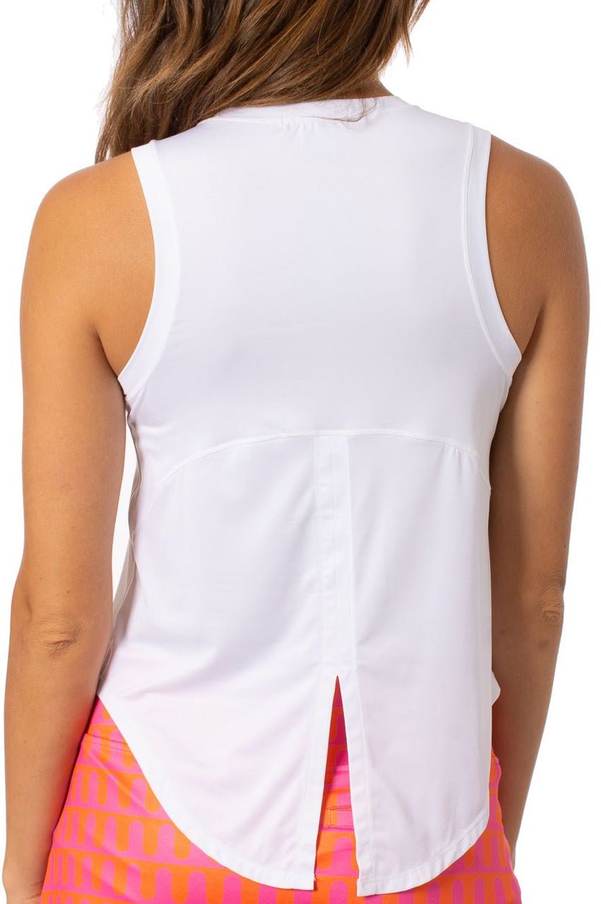 White Sleeveless Sport Tie Top - GolftiniTops