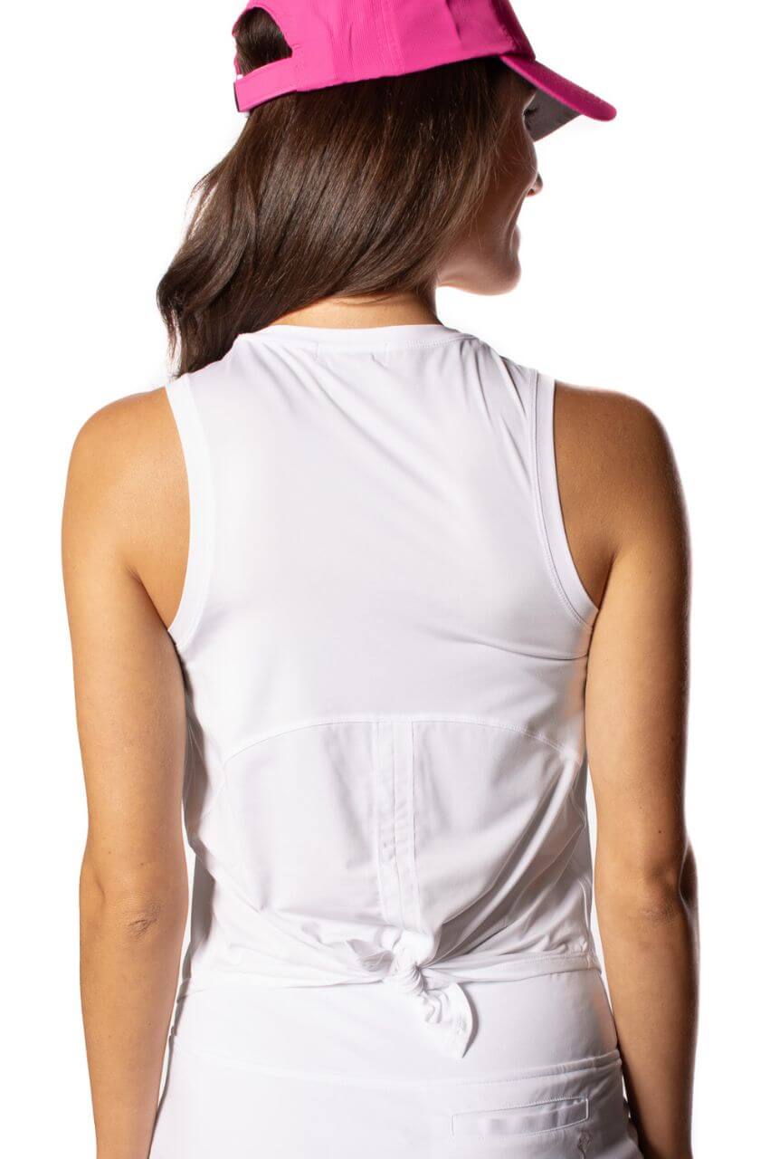 White Sleeveless Sport Tie Top - GolftiniTops