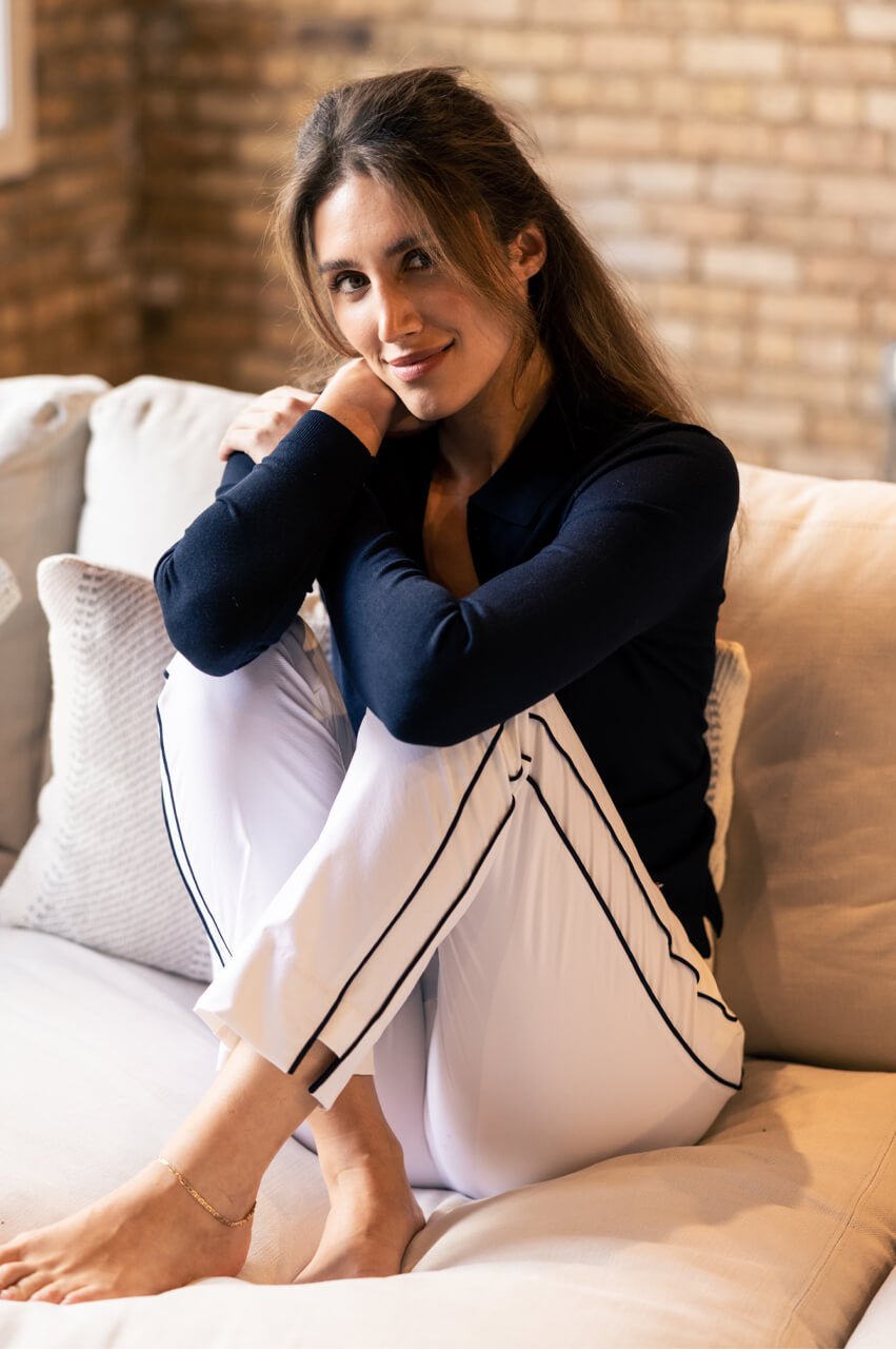 White/Navy Pink Susan Pant - GolftiniPant